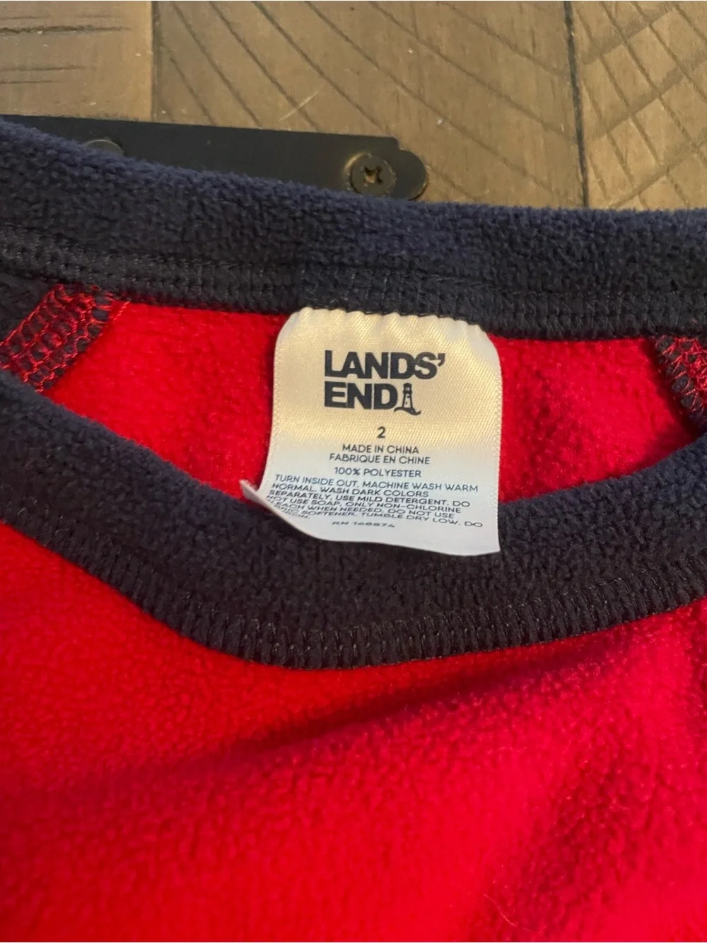 Lands' End Red and Navy Plaid Fleece Pajama Set
